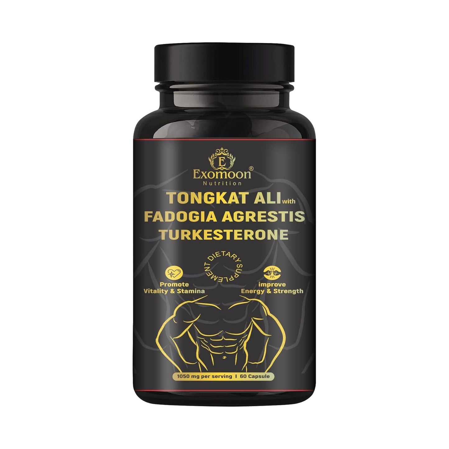 Exomoon Fadogia Agrestis Capsules Supplement Max Strength Testosterone Booster For Men Horny Goat Weed, Panax Ginseng, Tribulus, Ashwagandha, Maca, Tongkat Ali For Energy, Performance, Immune Support,60 Cap.