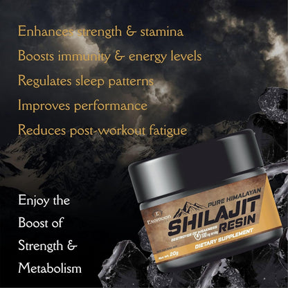 Exomoon Pure Original Himalayan Shilajit/Shilajeet Resin 20g | Improve Strength & stamina for men & women | 4X Concentrated formula, Stronger Than Pills & Capsules