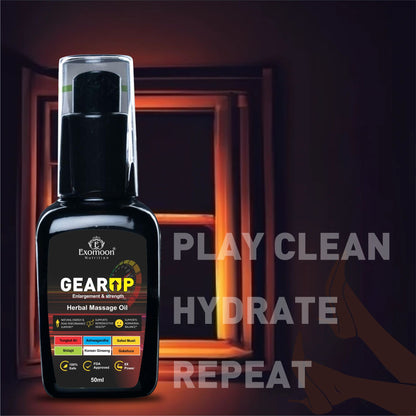 GEAR UP Massage Oil 50ml | Enlargement & Strength | Male Enhancer | Herbal Massage Oil