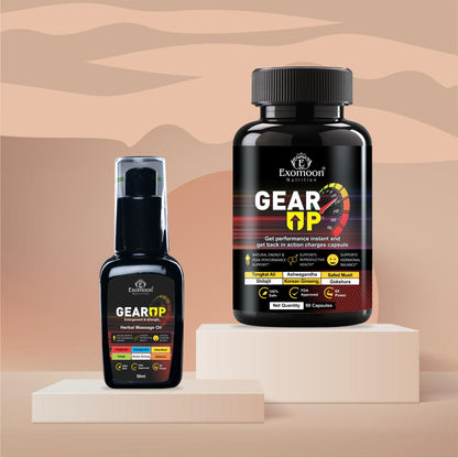 GEAR UP Massage Oil + Capsule For Men | Daily Essentials | Male Enhancer | Enlargement, Stamina & Strength